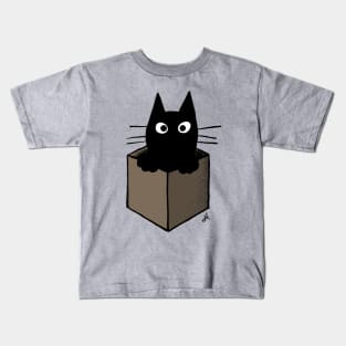 Black Cat in a Cardboard Box Kids T-Shirt